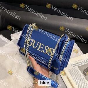 Blue Shiny Gues Shoulder Bag